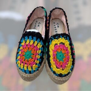 Manebí Women’s Crochet Granny Square Double-Sole Espadrilles US Size 8